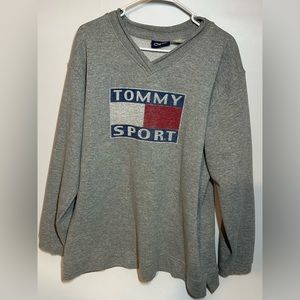 Ladies Oversized VINTAGE Tommy Hilfiger Grey Sweater Size XL